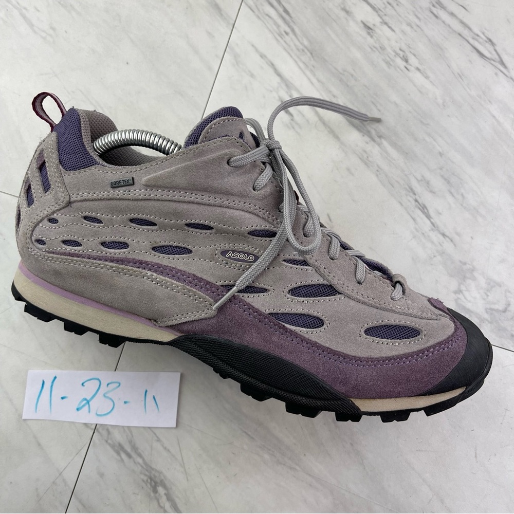-Asolo Women's 11 OMNI GV Hiking Vibram Waterproof GTX Gore-Tex Gray Purple